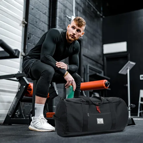 Miniatura 4 de Lyweem Bolsa de viaje para hombres, 60L, bolsa de lona deportiva, de gran tamaño, bolsa de fin de semana, bolsa de noche para mujeres