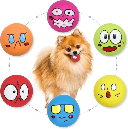 Pelota chirriante de látex para perros, juguetes de pelota chirriante, juguete para cachorros, mascotas pequeñas y medianas (6 unidades (C))