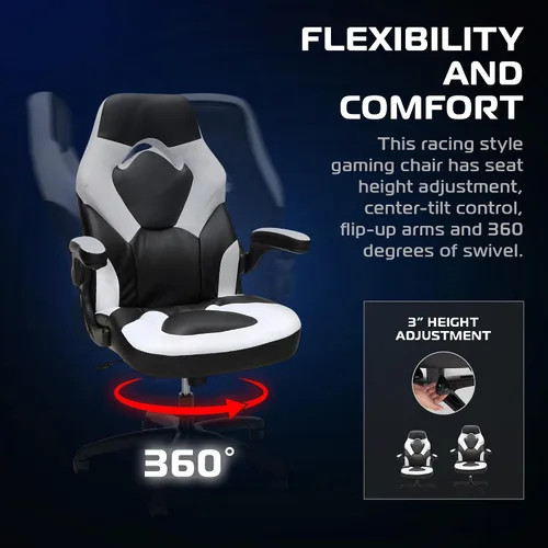 Miniatura 4 de RESPAWN 3085 Silla ergonómica para juegos para adultos, silla de oficina con respaldo alto con reposacabezas y brazos abatibles, asiento de cuero