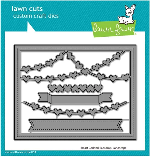 LAWN FAWN Cortes de césped para manualidades personalizadas, guirnalda de corazón: paisaje, multicolor