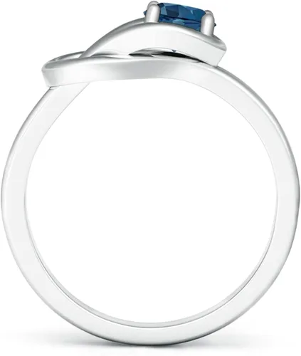 Miniatura 2 de ANGARA Anillo solitario de topacio azul natural de Londres para mujeres, niñas en plata de ley tamaño 10 (grado AA tamaño-0.197 in) Regalo