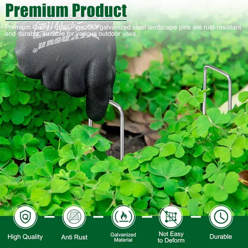Miniatura 5 de OUPSAUI Estacas galvanizadas de 12 pulgadas para grapas de paisaje, 25/50/100/200 estacas de metal para jardín para tela de barrera de malezas