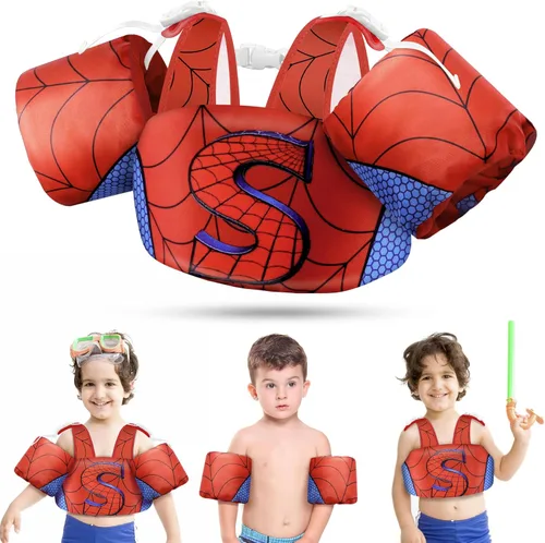 Miniatura 16 de Vvinca Chaleco de natación para niños pequeños de 22 a 66 libras (2 a 6 años) - Flotadores de piscina 3 en 1 para niños con bandas de brazo