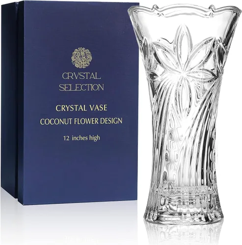 Miniatura 12 de CS - Jarrón de cristal de 12 pulgadas de alto, diseño de col, para flores y decoración. Bonita pieza brillante. Perfecto como regalo, adecuado