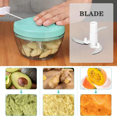Miniatura 3 de Cortador manual de verduras Cambom, picador de verduras con cordón para cebollas, frutas y nueces, material seguro para alimentos sin BPA, 18.6