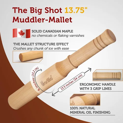 Miniatura 7 de Barillio Juego de mazo y bolsa Lewis de Big Shot - Big-Shot de madera de 13.75 pulgadas y martillo de hielo para cócteles con bolsa de trituración