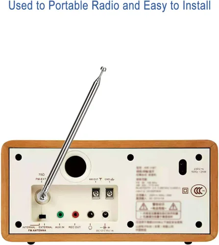 Miniatura 6 de ENUODA Antena de radio FM de repuesto de 75 ohmios - Antena telescópica de 7 secciones, 6.7-29.8 in, conector macho tipo F con adaptador para radio