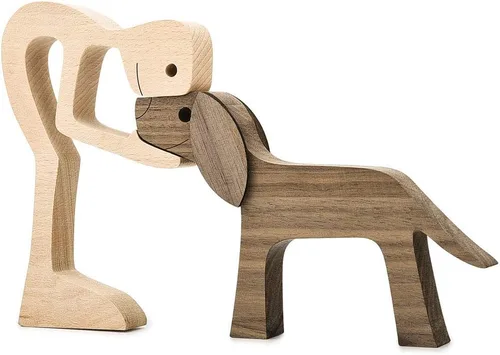 Miniatura 8 de ISHINE Escultura de madera para hombres y gatos, figuras de animales hechas a mano, decoración de madera, figura coleccionable para oficina en casa