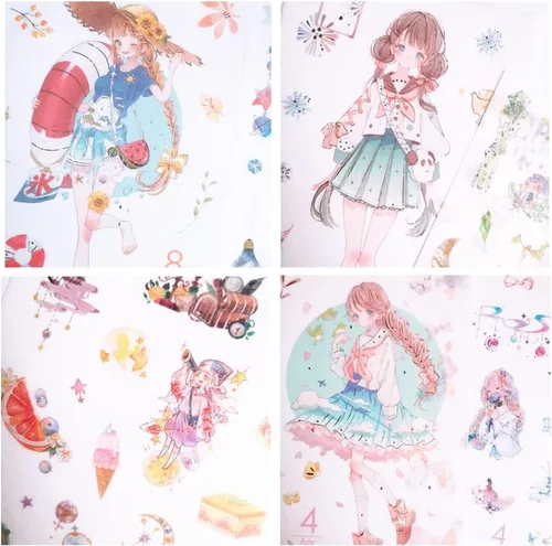 Miniatura 6 de 72 hojas de pegatinas de dibujos animados de meses para niña, álbum de recortes - pegatinas washi, papelería para diario, calendario decorativo, 12