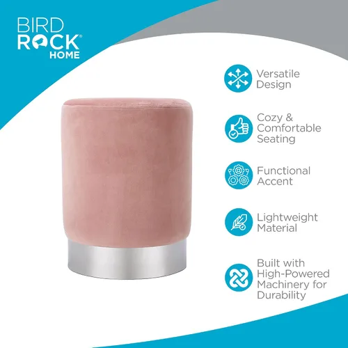 Miniatura 4 de BIRDROCK HOME Otomana Redonda Reposapiés – Diseño Moderno Suave Acolchado – Ideal para Sala de Estar, Dormitorio – Reposapiés Compacto, Silla