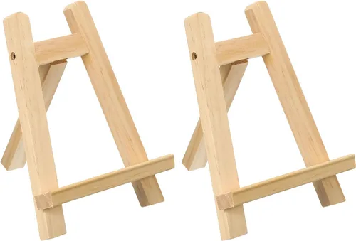 PATIKIL Mini caballete de madera de 7.9 pulgadas, paquete de 2 soportes triangulares para mostrar fotos, tarjetas, lienzos, bodas, color madera