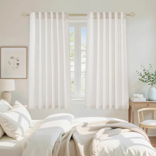 Miniatura 15 de NICETOWN Cortinas de lino grueso para dormitorio, privacidad añadida, bolsillo para barra y pestaña trasera, no se transparentan, mezcla de lino