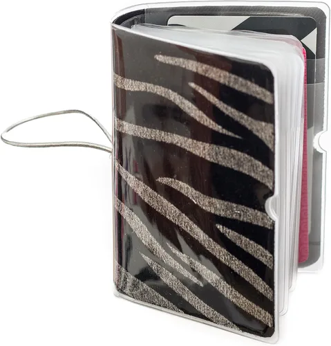 Miniatura 4 de Soporte para tarjetas de crédito para mujeres, soporte para cupones de tarjetas de fidelidad y organizador con 32 ranuras para tarjetas, Cebra