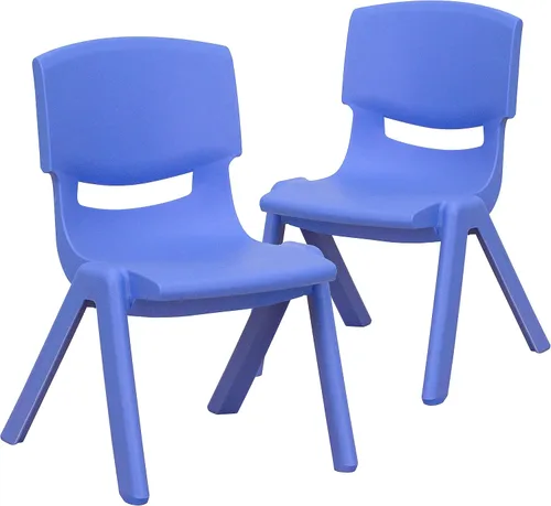 Miniatura 25 de Flash Furniture - Silla escolar apilable de plástico azul con altura de asiento de 10 1/2 pulgadas