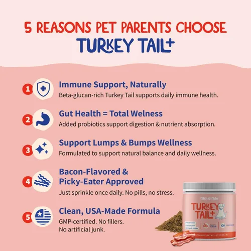 Miniatura 3 de Fifth & Fido Seta cola de pavo para perros – Suplemento de seta cola de pavo para perros con apoyo inmunológico para lipomas, bultos