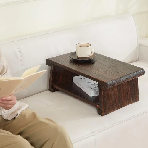 Miniatura 4 de Mesa de altar japonesa, mesa de piso plegable, pequeña mesa de meditación baja de madera, mesa de centro para sala de estar, marrón, 19.7 x 11.8 x