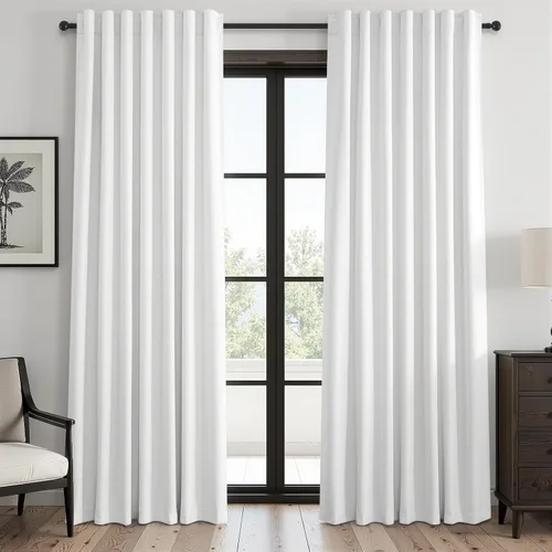 Miniatura 67 de Topfinel Cortinas opacas, blanco beige, 2 paneles, ventanas pequeñas, textura, mezcla de lino, bohemia, abedul, rural, gancho, bolsillo trasero