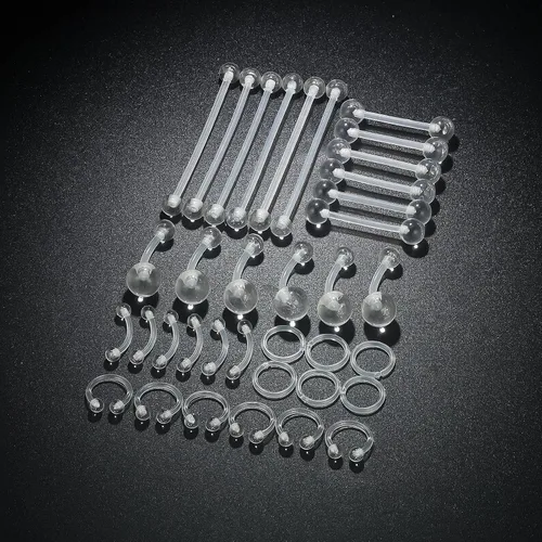 Miniatura 2 de Vsnnsns Piercing para el cuerpo, 14G-20G, acrílico, transparente, para nariz, labio, lengua, ceja, septum, cartílago, tragus, ombligo, ombligo