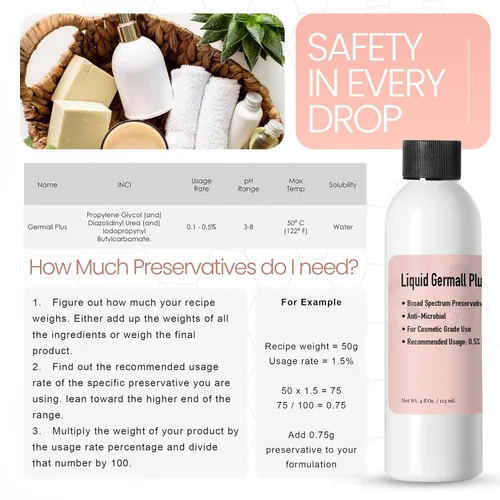 Miniatura 7 de Germall Plus - Conservante natural - Líquido transparente - Excelente conservante de amplio espectro compatible con la mayoría de los ingredientes