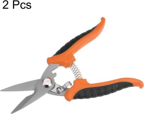 Miniatura 3 de HARFINGTON Tijeras industriales de 7 pulgadas de acero inoxidable tijeras cuchillas con mango negro naranja para cortar láminas finas de cobre