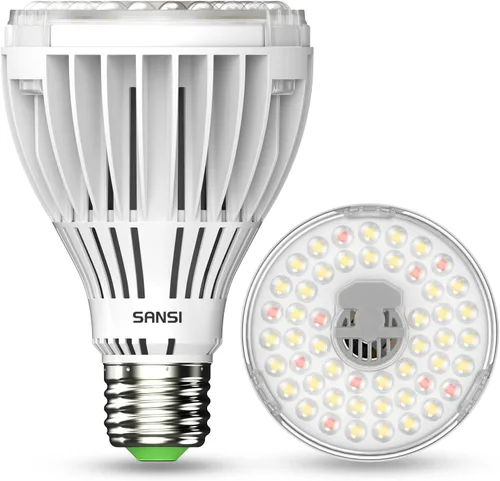 Bombilla de cultivo LED equivalente a 250W SANSI, PAR25 30W 5000K+660nm Bombilla de cultivo de espectro completo para plantas de interior, 25,000