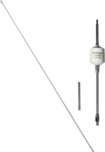 Miniatura 5 de Wilson 305-497 Serie T2000 Antena móvil negra para camionero CB con eje de 10 pulgadas Látigo de acero de 49 pulgadas 3500 vatios AM Antena