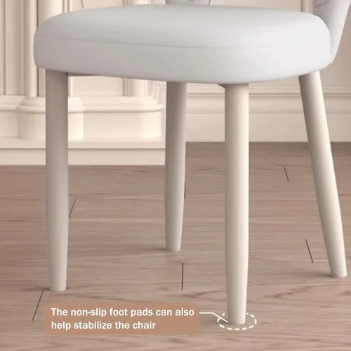 Miniatura 7 de Upholstered Kitchen Chairs Set, Dining Room Chair with Leather Cushion Seat, Lobby Chair with Metal Leg for Kitchen Living Room White