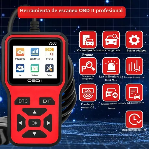 Miniatura 7 de Herramienta de diagnóstico del escáner V500 OBD2, lector de código profesional con transmisión de datos en tiempo real, búsqueda de DTC, preparación