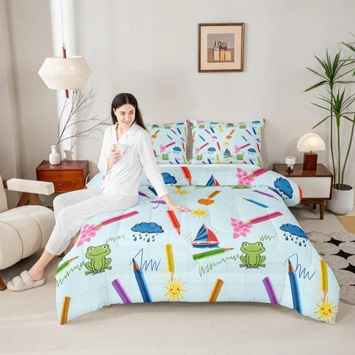 Miniatura 34 de Homewish Juego de edredón de juegos deportivos de pelota, tamaño twin, juego de ropa de cama de béisbol y baloncesto, 2 piezas para niños