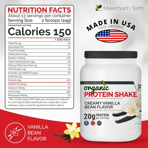 Miniatura 8 de Maximum Slim Batido de proteínas orgánico - Sabor cremoso de vainilla