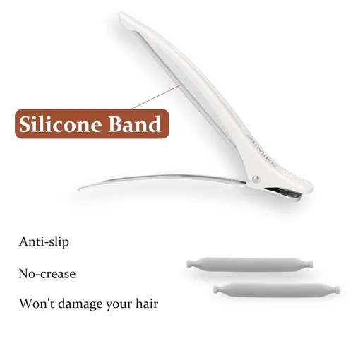 Miniatura 3 de AIMIKE 6 pinzas de pelo profesionales para corte de peinado, antideslizantes, sin rastro, pinzas de pelo con banda de silicona, pinzas de corte