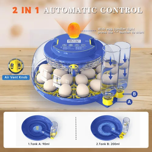 Miniatura 5 de Incubadoras para incubar huevos, incubadora de 18 huevos con giro automático de huevos y control de humedad, vela de huevos, relleno externo