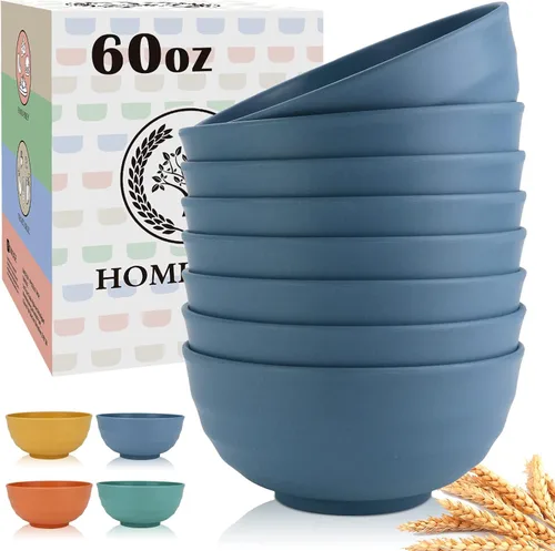 Miniatura 18 de Homienly Juego de 6 boles irrompibles de fibra de paja de trigo, aptos para microondas y lavavajillas, alternativa reutilizable a los boles