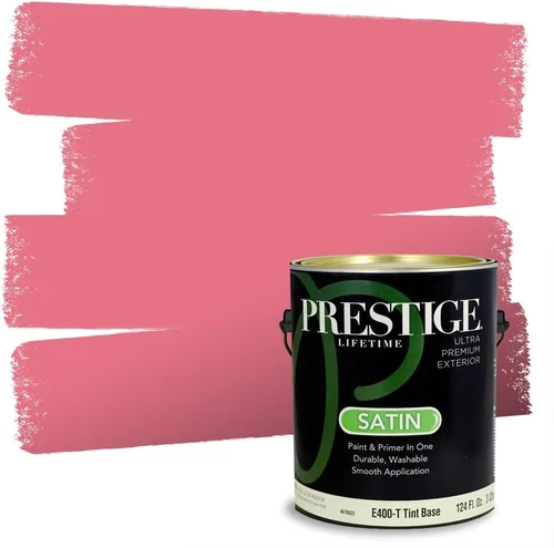 Miniatura 236 de Prestige Paints E100-T-SW6591 Pintura exterior e imprimación en uno, 1 galón, plano, combinación comparable de Sherwin Williams Amaryllis, 1 galón