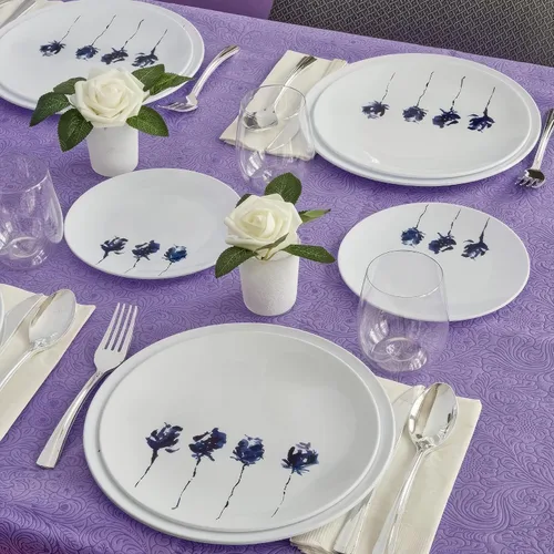 Miniatura 3 de Platos de ensalada de plástico de diseño pintado para fiesta (10 unidades) Juego de vajilla desechable resistente de 9 pulgadas, platos de aspecto