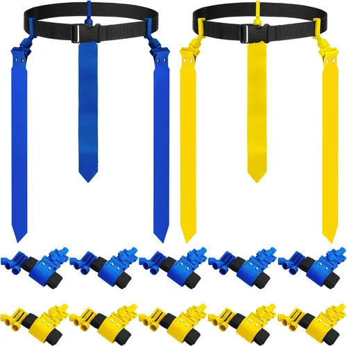 Miniatura 19 de Hungdao Cinturones y banderas de fútbol para 10/12 jugadores, cinturones de fútbol ajustables para niños, adolescentes, adultos, entrenamiento