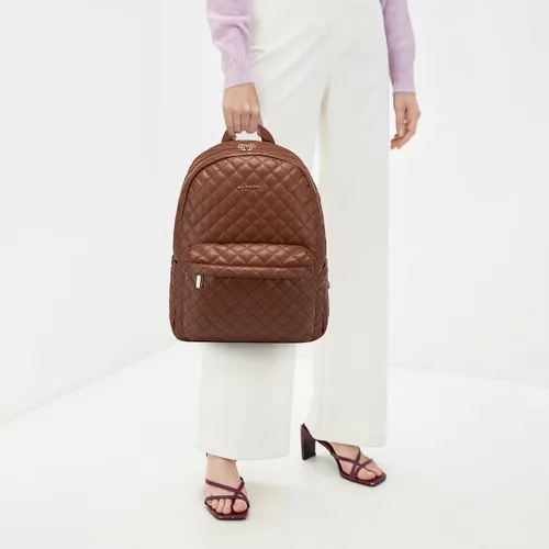 Miniatura 7 de LOVEVOOK Mochila pequeña acolchada para mujer, mochila de cuero, impermeable, para viajes de trabajo, Marrón, Compacto
