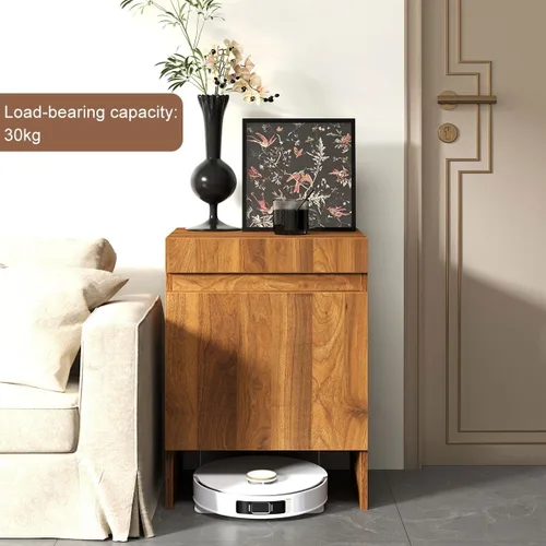 Miniatura 6 de Gabinete de almacenamiento con puertas para robot aspirador, mesa auxiliar para oficina en casa, estante independiente de madera para sala de estar