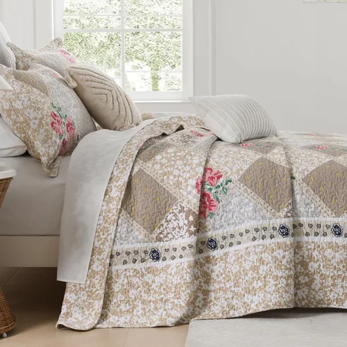 Miniatura 2 de Finlonte Edredón extragrande 128"x120" - 100% algodón, edredón extragrande tamaño California King, colcha extragrande de retazos estilo granja