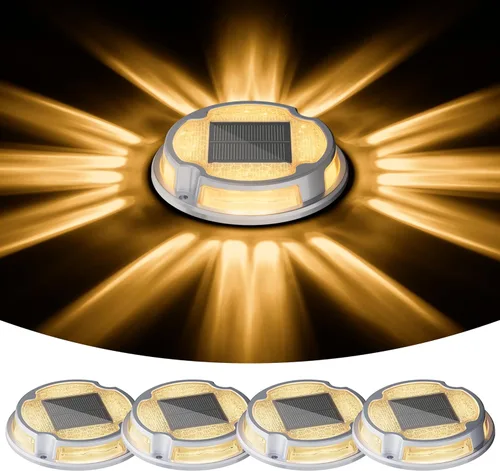 Miniatura 10 de VOLISUN Luces solares para cubierta de entrada, luces marinas para muelle, paquete de 4 luces solares de tierra de 2 colores en 1 LED, impermeable