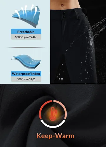 Miniatura 2 de BALEAF Women's Fleece Lined Snow Ski Pants Waterproof Windproof Softshell Insulated Slim Thermal Pants Zipper Bottom Leg