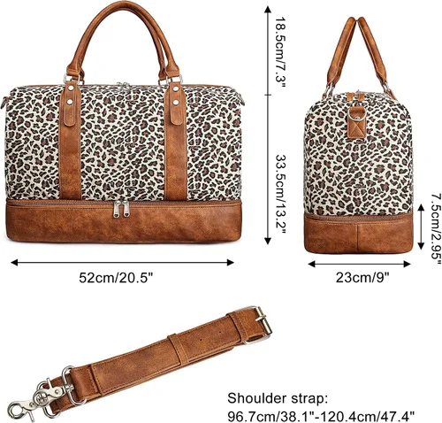 Miniatura 7 de Newshows Bolsa de viaje para mujer con manga para equipaje, marrón (Leopard-brown)), Newshows SM04V949