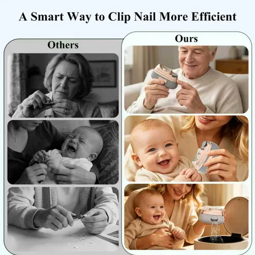 Miniatura 2 de Cortauñas eléctrico 4 en 1, cortaúñas automático con 2 pulidores y luz UV, recortador de uñas recargable con luz LED y almacenamiento de restos