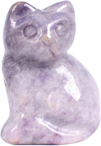 Miniatura 13 de Justinstones Escultura de gato tallada de cristal de cuarzo, estatua de gato de animal gatito de 1.181 in, mini figura de gato sentado de cristal