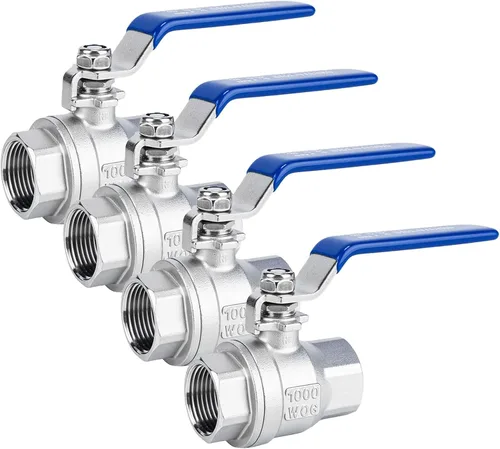 Miniatura 10 de 2 válvulas de bola de acero inoxidable 304, NPT hembra de puerto completo con mango de aislamiento de vinilo azul resistente (2, 1 pulgada)