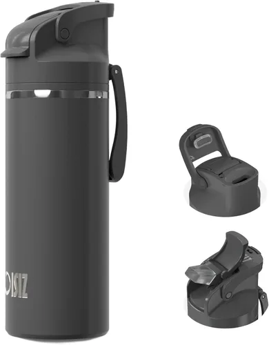 Miniatura 18 de OISIZ Botella de agua aislada de 20 onzas con boquilla 2 en 1 y tapa de popote, cierre de seguridad de un clic, 100% a prueba de fugas, mantiene