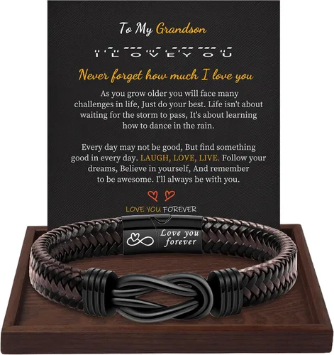 Miniatura 43 de Regalos inspiradores para hombres, pulseras con código morse, pulseras para hombre, regalos de graduación para él, Día del Padre, pulsera de cuero