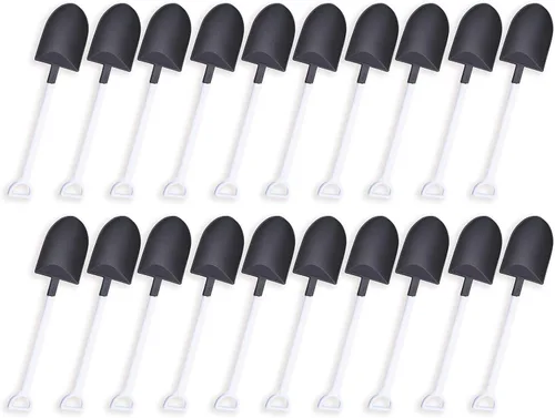 Miniatura 8 de OaaXbbECco Cucharas con forma de pala de novedad, cucharas de postre de plástico desechables (50 negro+blanco modelo 2)