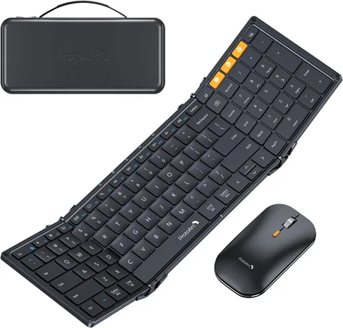 Miniatura 11 de ProtoArc XKM01 - Teclado y mouse plegables, combo de mouse inalámbrico plegable de tamaño completo para viajes de negocios, una suite de oficina Azul