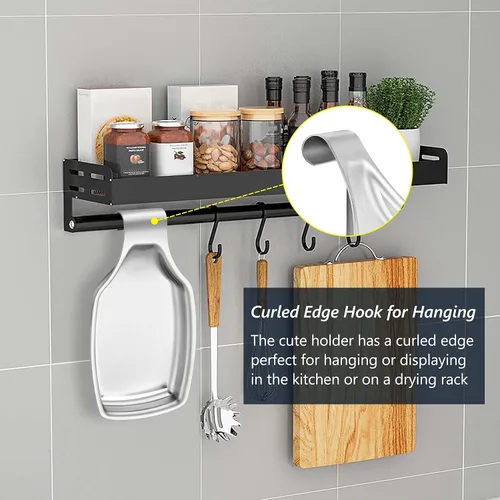 Miniatura 5 de Herogo - Soporte de cuchara de acero inoxidable negro para estufa de cocina, soporte grande para espátula de cocina con parte inferior cuadrada